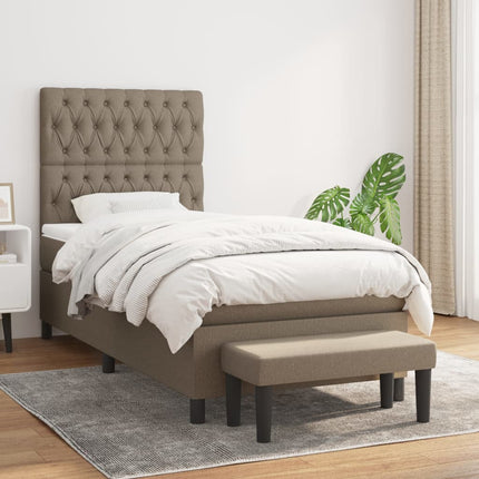 kontinentalseng med madras 90x200 cm stof gråbrun