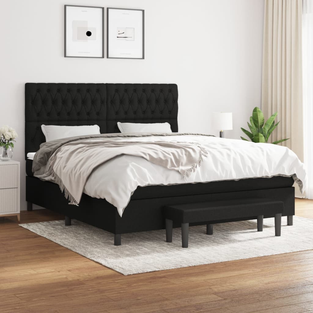 kontinentalseng med madras 180x200 cm stof sort