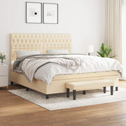 kontinentalseng med madras 180x200 cm stof cremefarvet