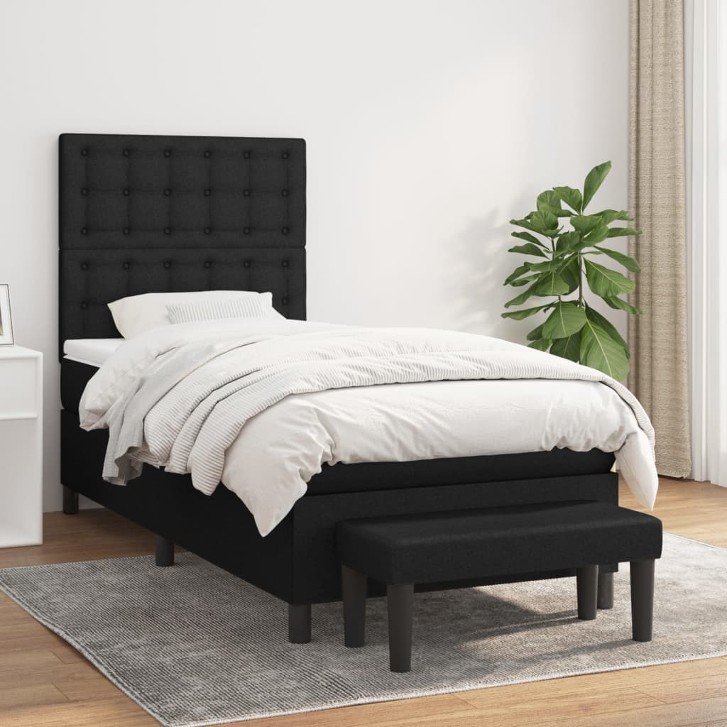 kontinentalseng med madras 80x200 cm stof sort