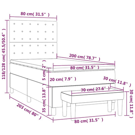 kontinentalseng med madras 80x200 cm stof gråbrun