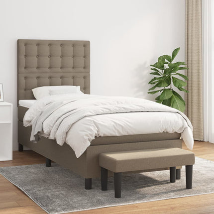 kontinentalseng med madras 90x190 cm stof gråbrun