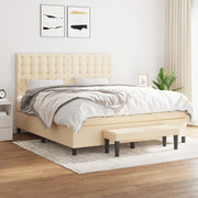 kontinentalseng med madras 160x200 cm stof cremefarvet