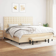 kontinentalseng med madras 200x200 cm stof cremefarvet