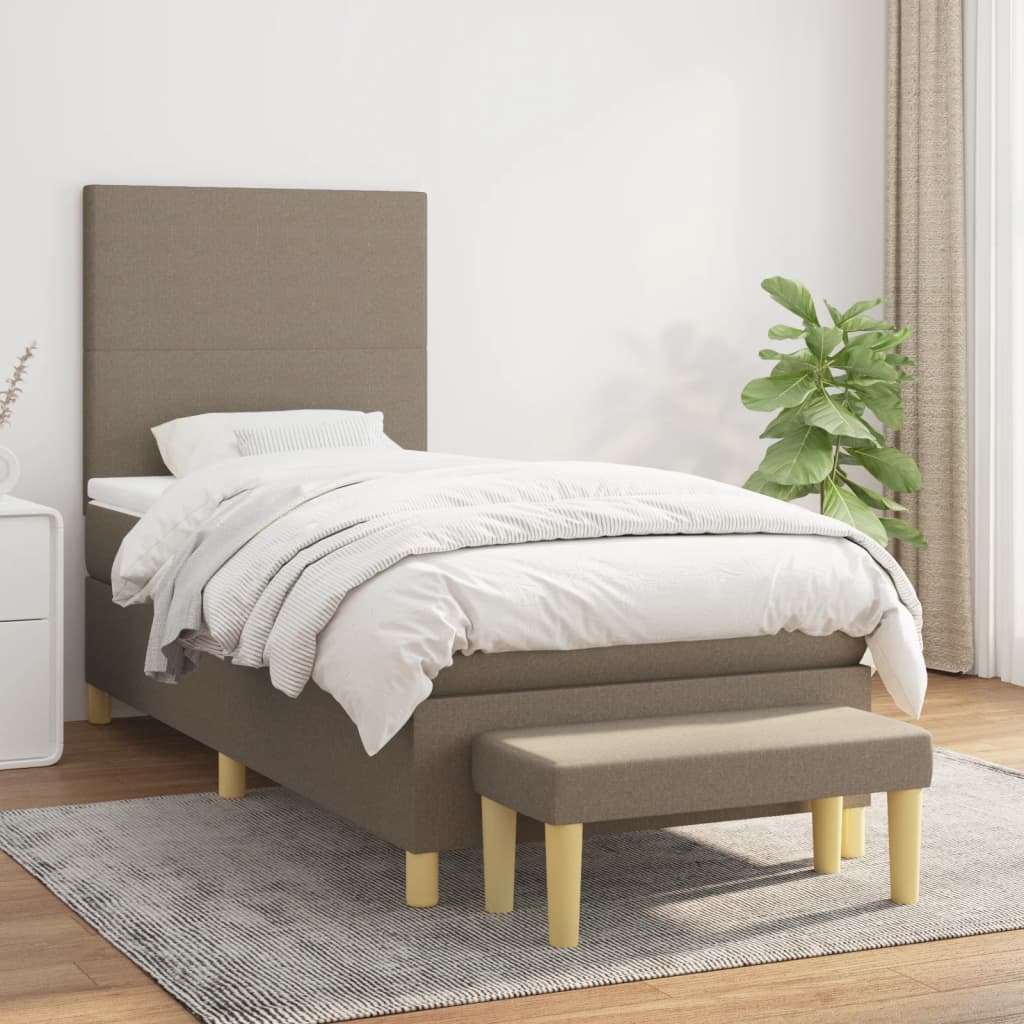 kontinentalseng med madras 90x200 cm stof gråbrun