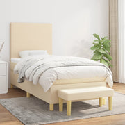 kontinentalseng med madras 90x200 cm stof cremefarvet