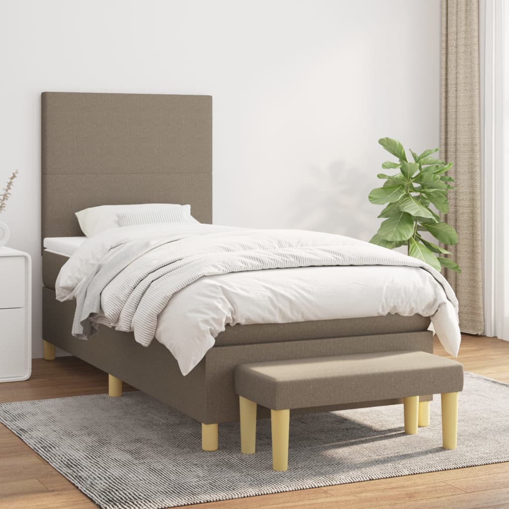 kontinentalseng med madras 100x200 cm stof gråbrun