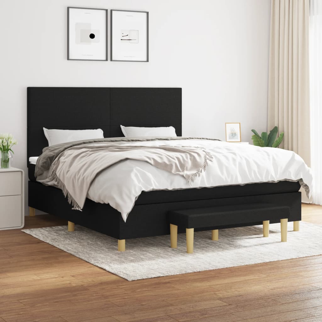 kontinentalseng med madras 180x200 cm stof sort