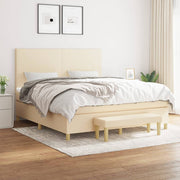 kontinentalseng med madras 180x200 cm stof cremefarvet