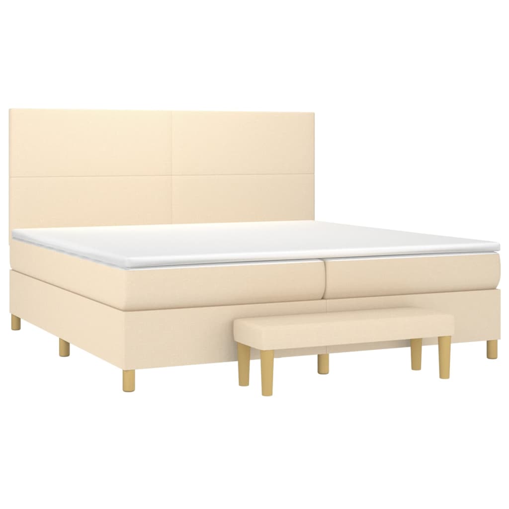 kontinentalseng med madras 200x200 cm stof cremefarvet