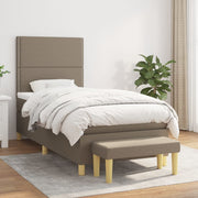 kontinentalseng med madras 90x190 cm stof gråbrun