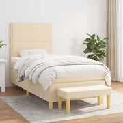 kontinentalseng med madras 100x200 cm stof cremefarvet