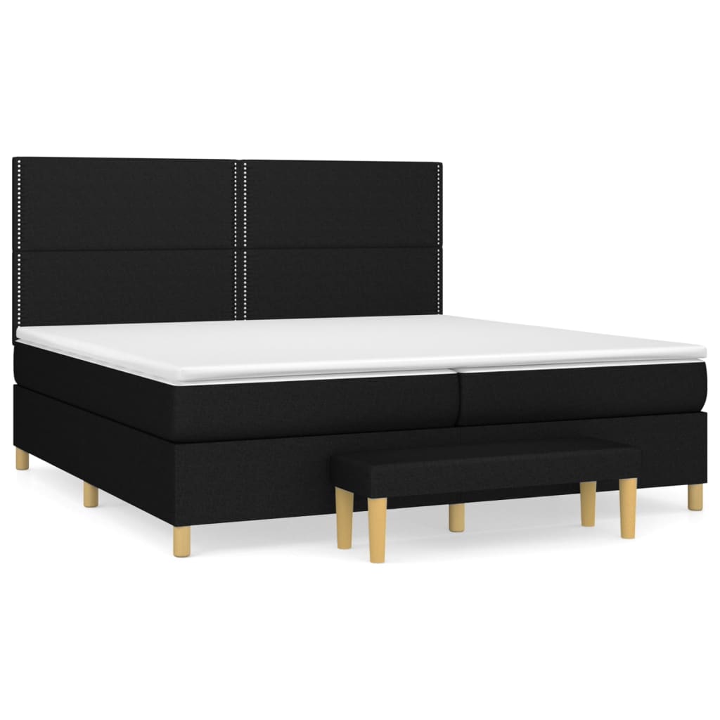 kontinentalseng med madras 200x200 cm stof sort