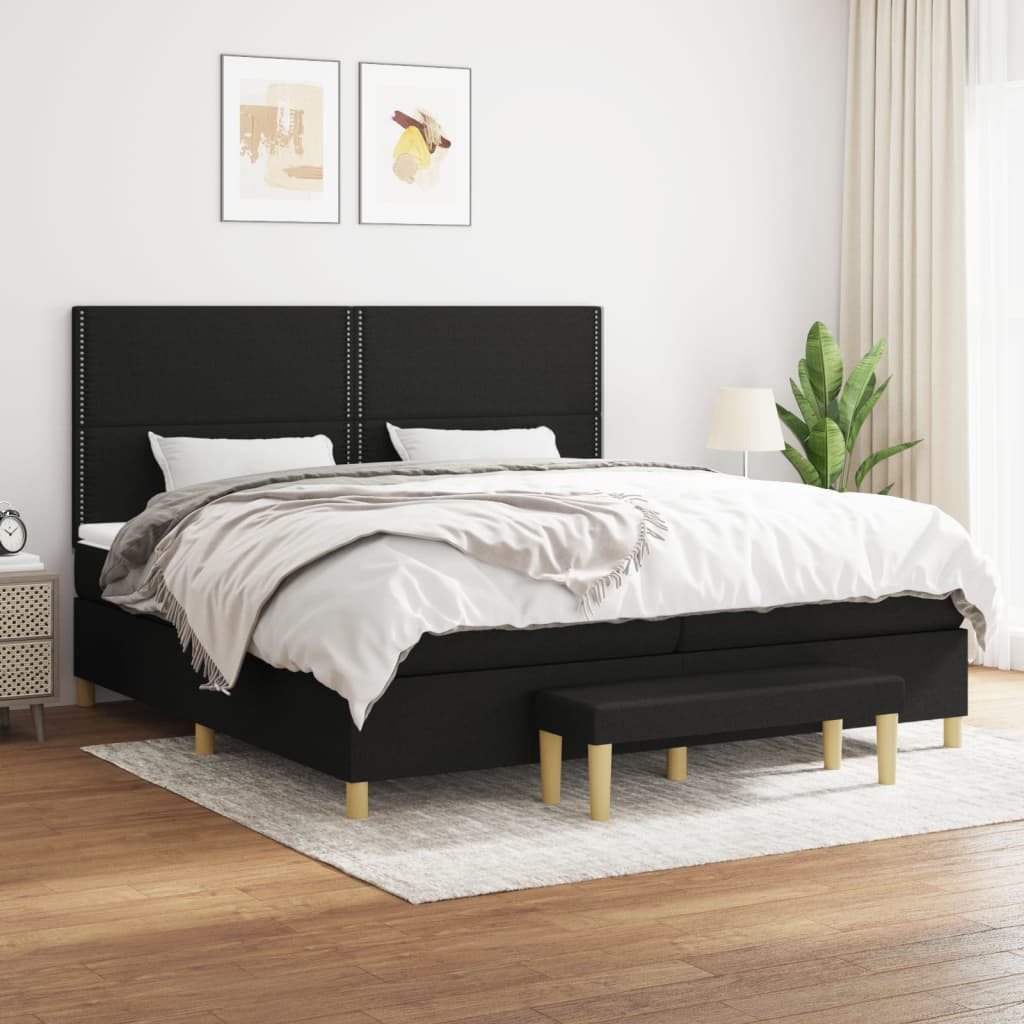 kontinentalseng med madras 200x200 cm stof sort