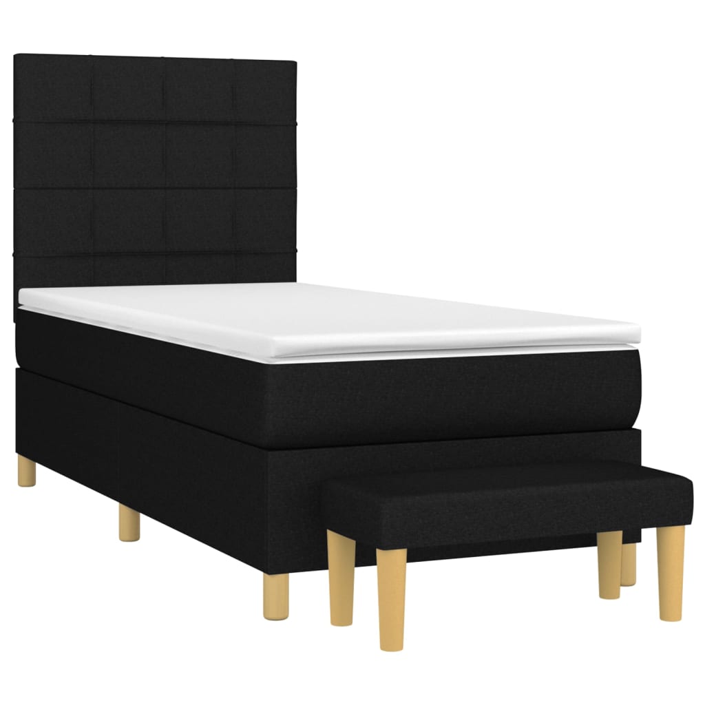 kontinentalseng med madras 90x190 cm stof sort
