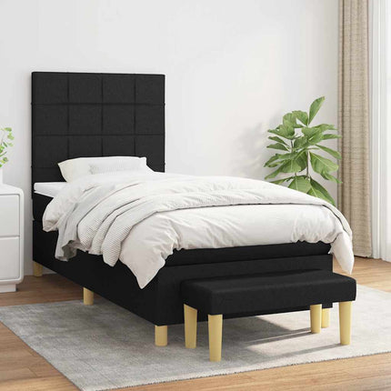kontinentalseng med madras 90x200 cm stof sort