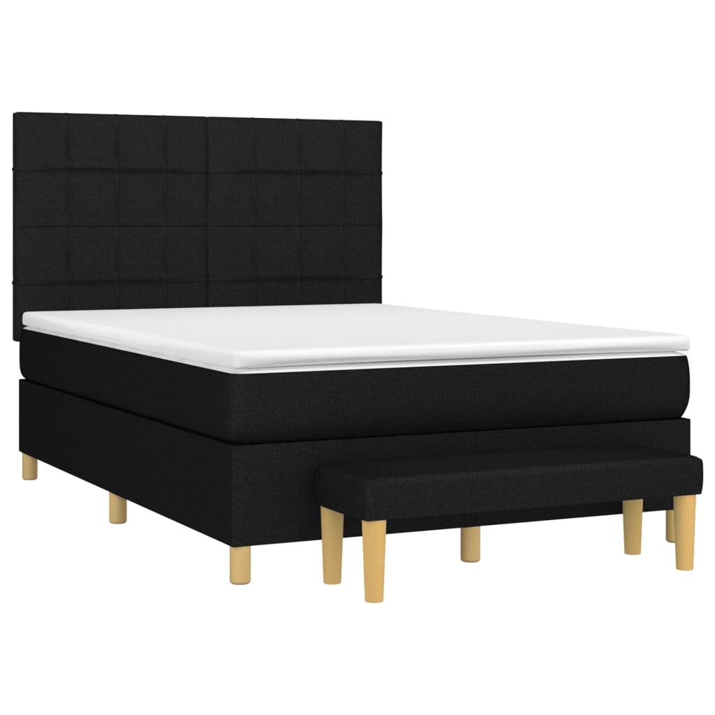 kontinentalseng med madras 140x190 cm stof sort