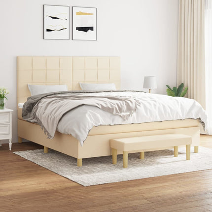 kontinentalseng med madras 180x200 cm stof cremefarvet