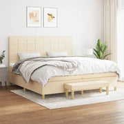 kontinentalseng med madras 200x200 cm stof cremefarvet