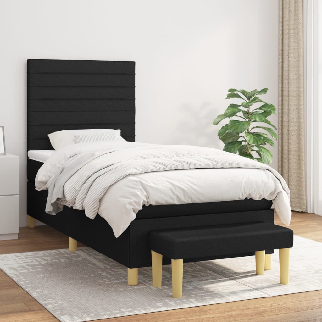 kontinentalseng med madras 80x200 cm stof sort