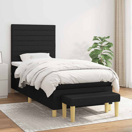 kontinentalseng med madras 90x190 cm stof sort