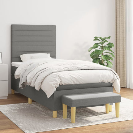 kontinentalseng med madras 90x200 cm stof mørkegrå
