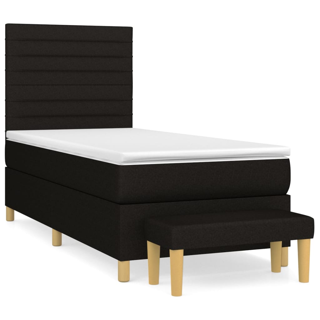 kontinentalseng med madras 90x200 cm stof sort