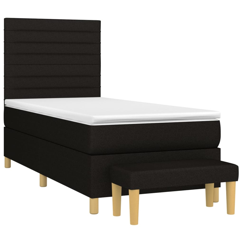 kontinentalseng med madras 90x200 cm stof sort