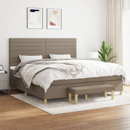 kontinentalseng med madras 200x200 cm stof gråbrun