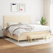 kontinentalseng med madras 200x200 cm stof cremefarvet