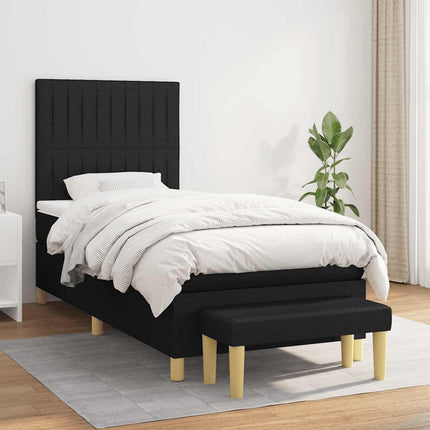 kontinentalseng med madras 90x200 cm stof sort