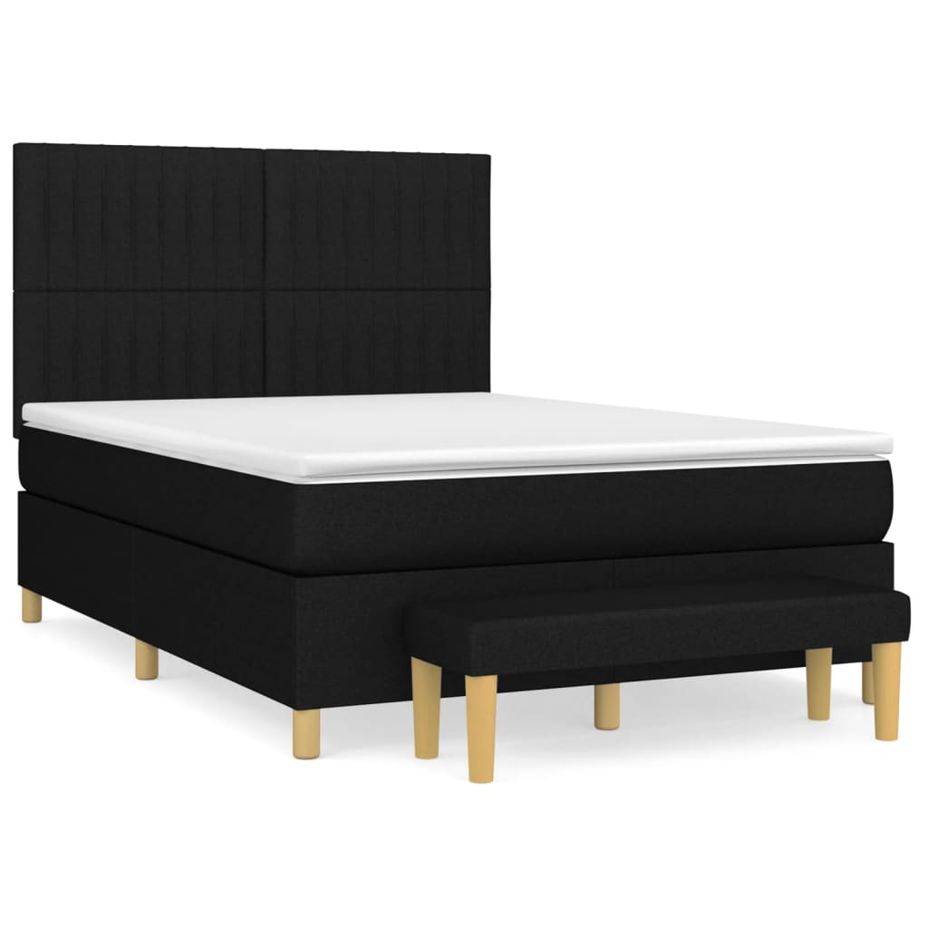 kontinentalseng med madras 140x190 cm stof sort