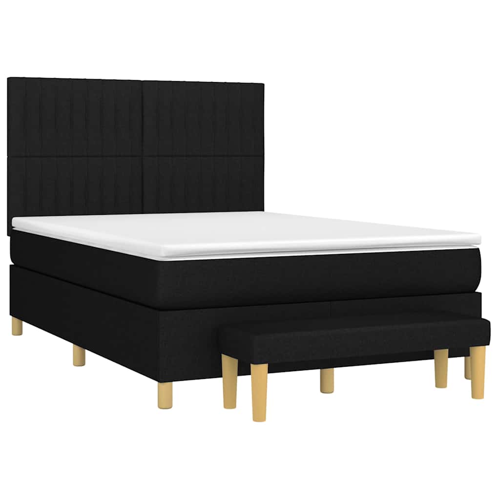 kontinentalseng med madras 140x190 cm stof sort