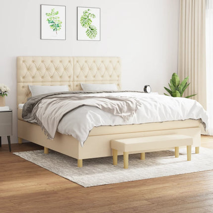 kontinentalseng med madras 160x200 cm stof cremefarvet
