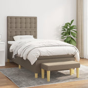 kontinentalseng med madras 90x190 cm stof gråbrun