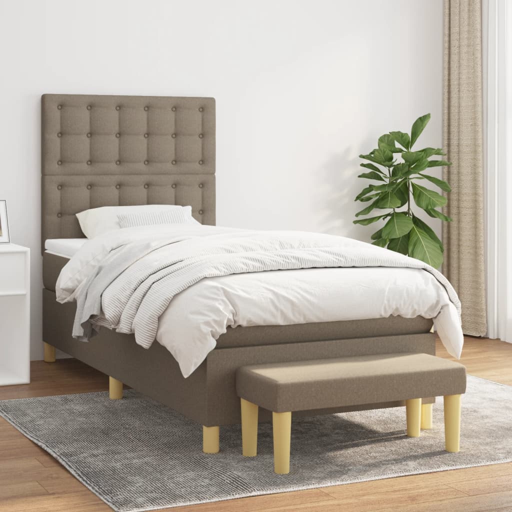 kontinentalseng med madras 90x200 cm stof gråbrun