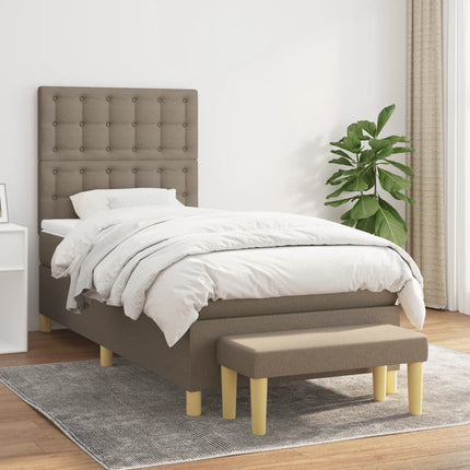 kontinentalseng med madras 90x200 cm stof gråbrun
