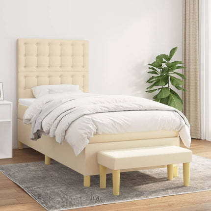 kontinentalseng med madras 90x200 cm stof cremefarvet