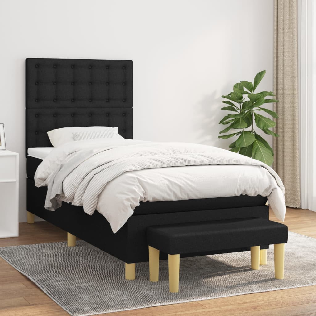 kontinentalseng med madras 100x200 cm stof sort