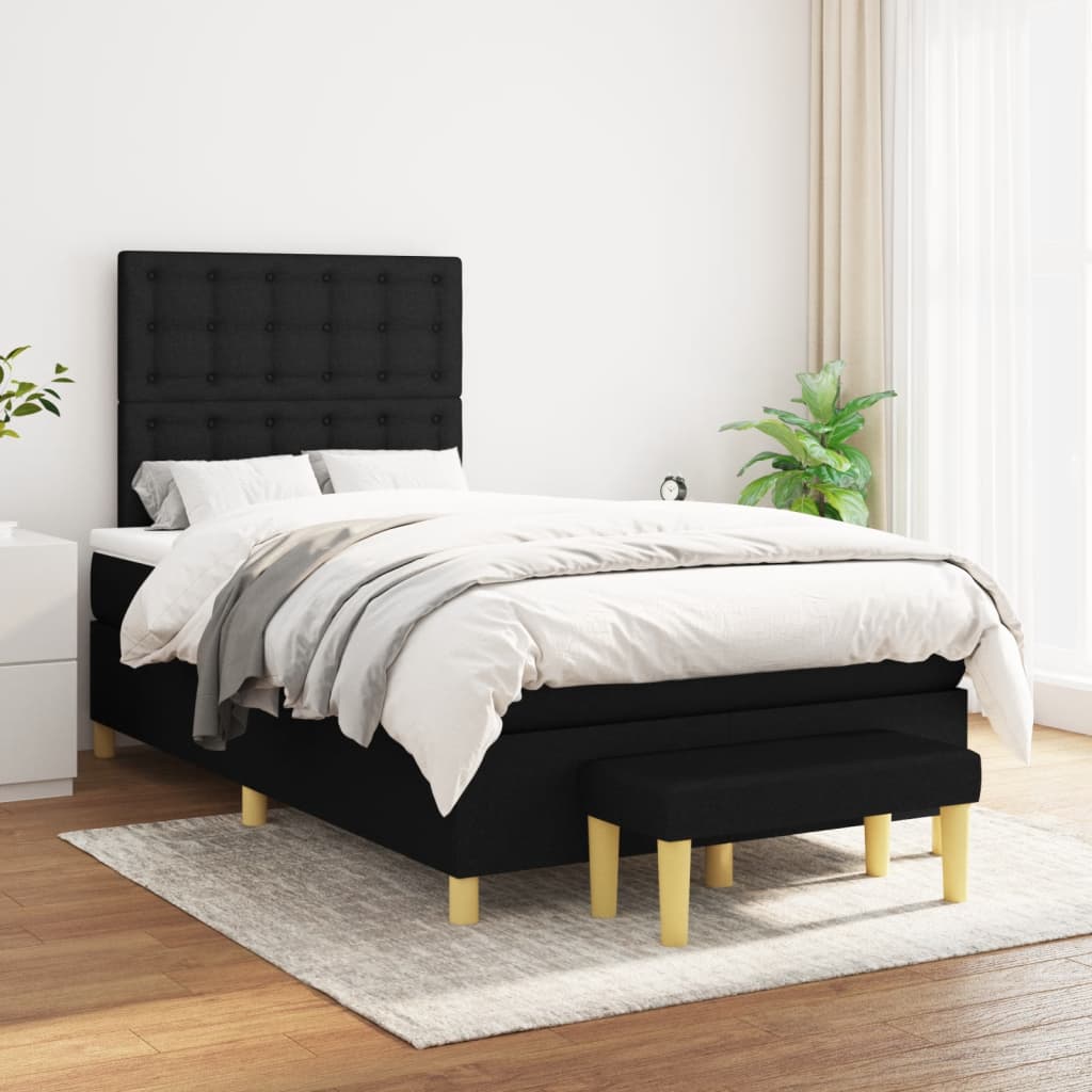 kontinentalseng med madras 120x200 cm stof sort