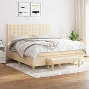 kontinentalseng med madras 160x200 cm stof cremefarvet