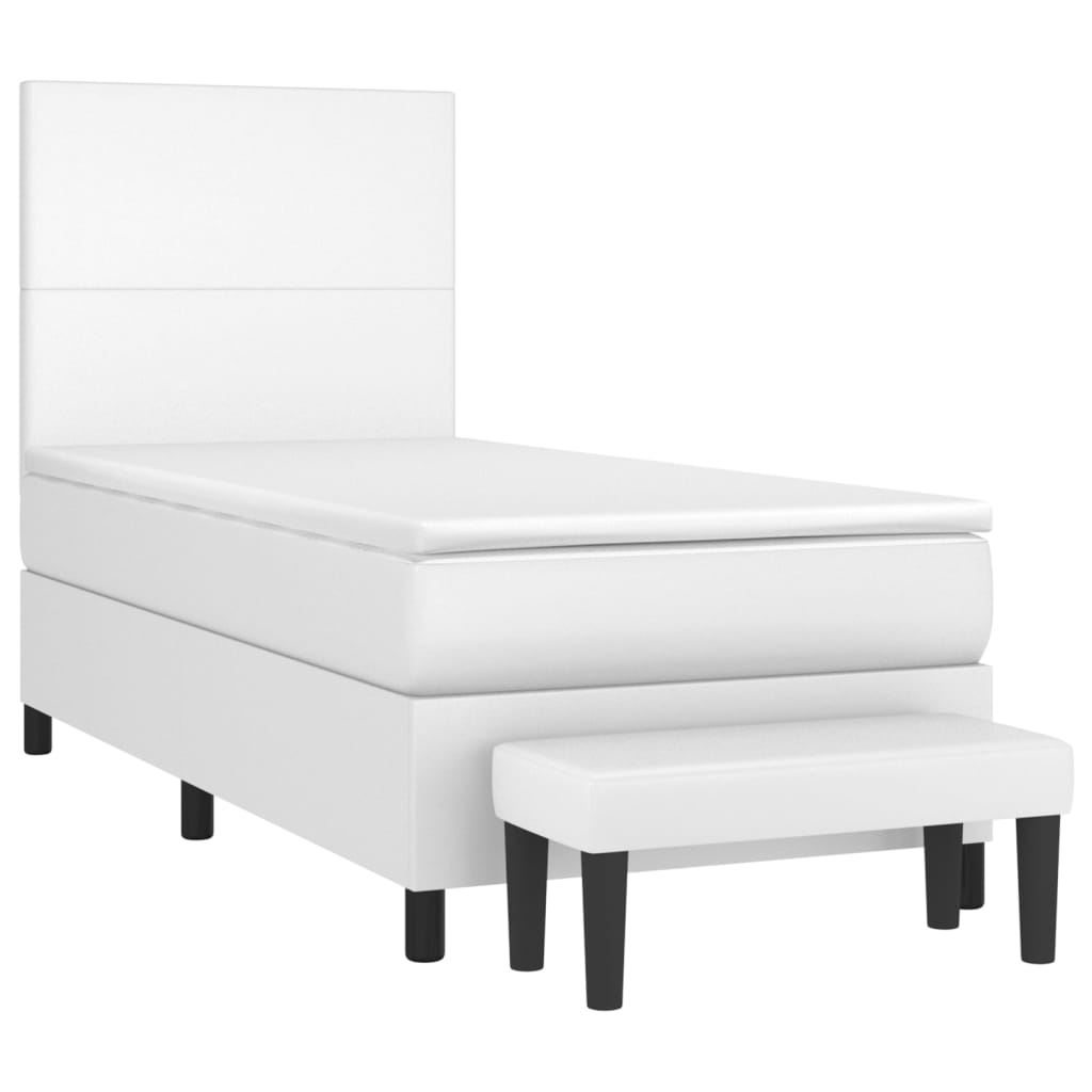 kontinentalseng med madras 90x190 cm kunstlæder hvid