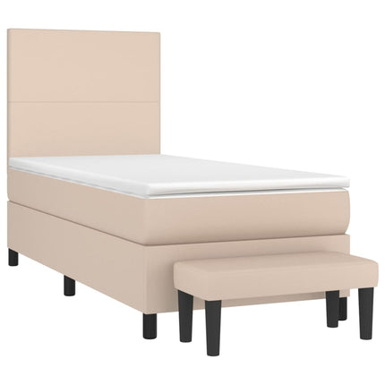 kontinentalseng 90x190 cm kunstlæder cappuccinofarvet
