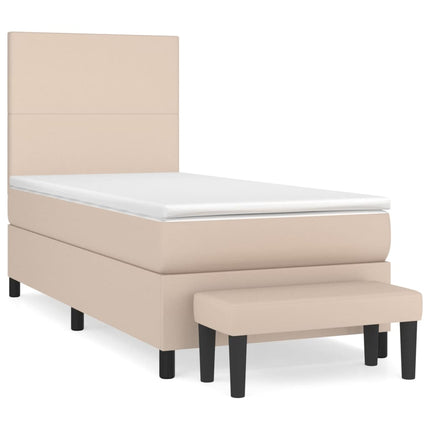 kontinentalseng 100x200 cm kunstlæder cappuccinofarvet