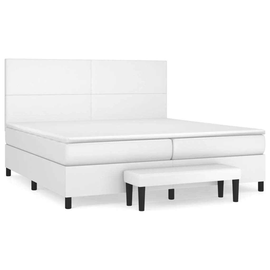 kontinentalseng med madras 200x200 cm kunstlæder hvid