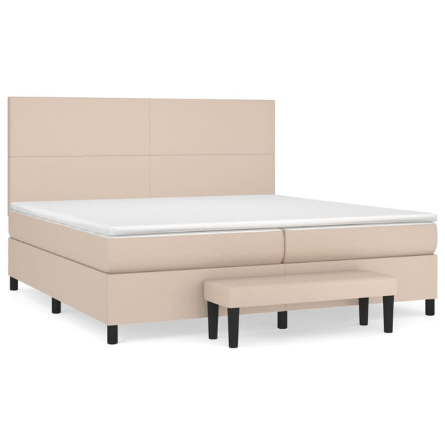 kontinentalseng 200x200 cm kunstlæder cappuccinofarvet