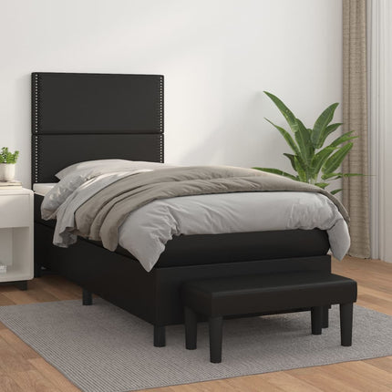 kontinentalseng med madras 90x190 cm kunstlæder sort