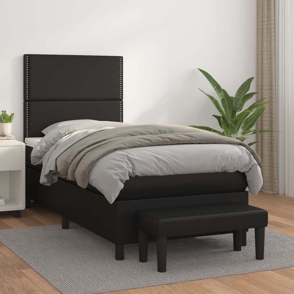 kontinentalseng med madras 100x200 cm kunstlæder sort
