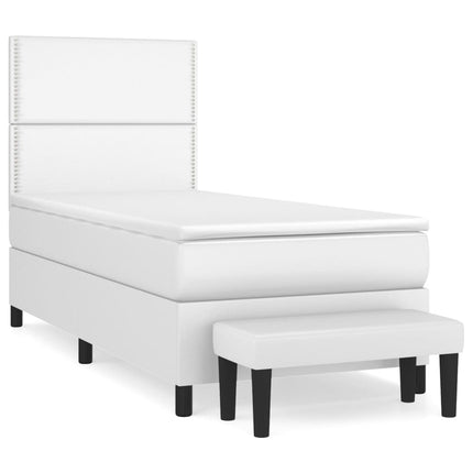 kontinentalseng med madras 100x200 cm kunstlæder hvid