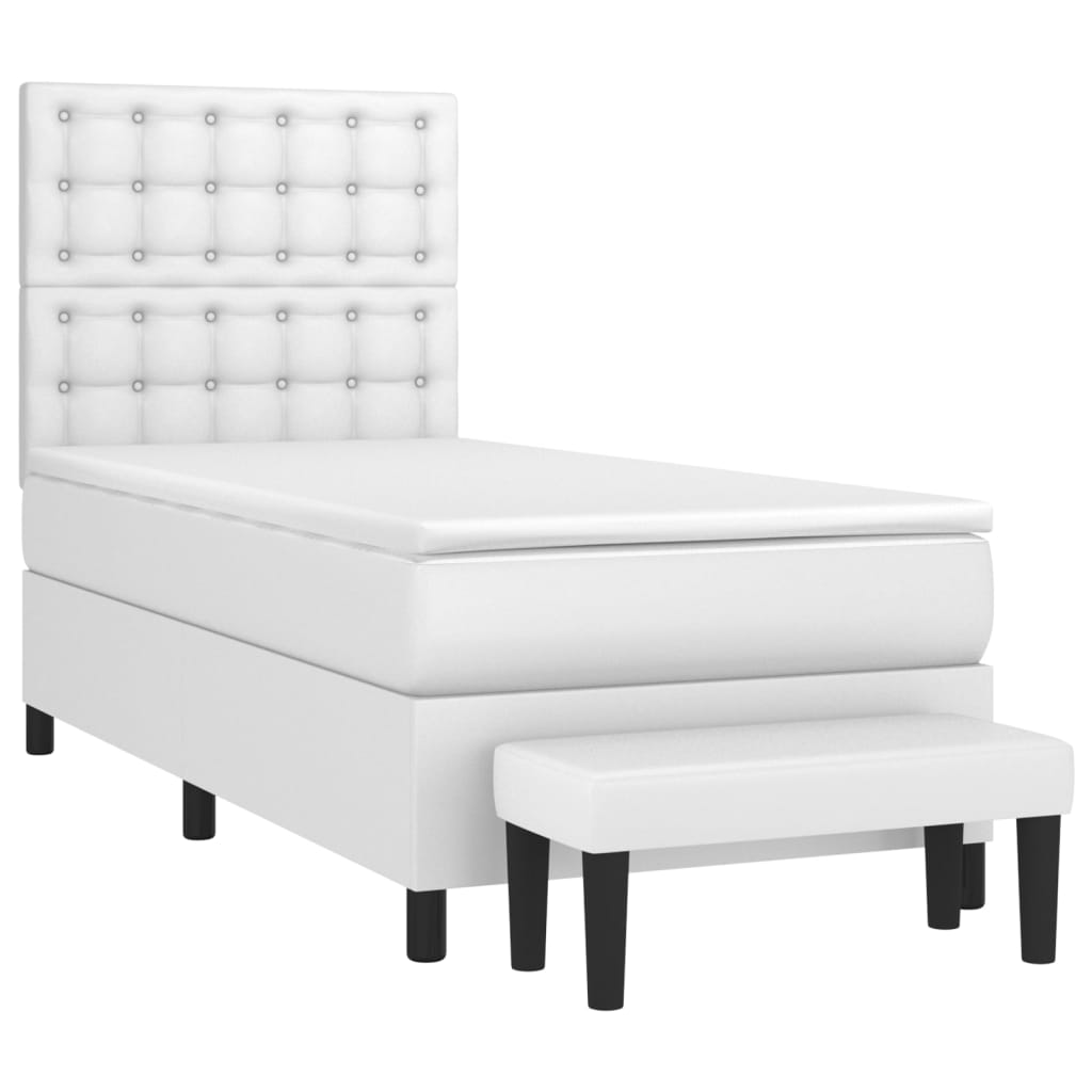kontinentalseng med madras 80x200 cm kunstlæder hvid
